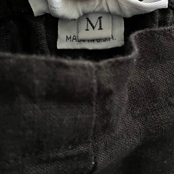 Bryn Walker Size M 100% Linen Crop Pants Black Made In USA Elastic Waist Pull On - Picture 3 of 5